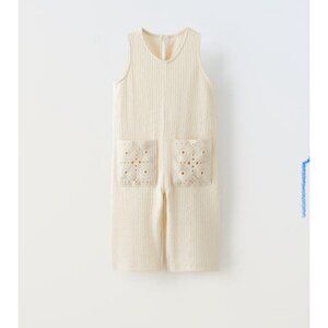 NWT ZARA Toddler Jumpsuit with Crochet Pockets 2T